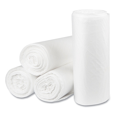 Inteplast Group High-Density Commercial Can Liners, 60 gal, 22 mic, 38" x 60", Clear, Interleaved Roll, 25 Bags/Roll, 6 Rolls/Carton (IBSS386022N)