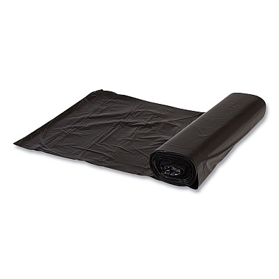 Inteplast Group High-Density Commercial Can Liners, 45 gal, 12 mic, 40" x 48", Black, Interleaved Roll, 25 Bags/Roll, 10 Rolls/Carton (IBSS404812K)