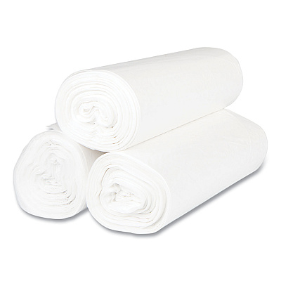 Inteplast Group High-Density Commercial Can Liners, 45 gal, 12 mic, 40" x 48", Clear, Interleaved Roll, 25 Bags/Roll, 10 Rolls/Carton (IBSS404812N)