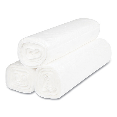 Inteplast Group High-Density Commercial Can Liners, 45 gal, 14 mic, 40" x 48", Clear, Interleaved Roll, 25 Bags/Roll, 10 Rolls/Carton (IBSS404814N)