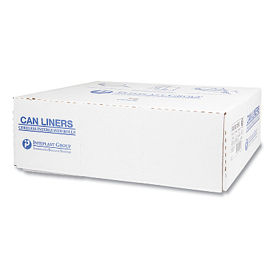 Inteplast Group High-Density Commercial Can Liners, 45 gal, 16 mic, 40" x 48", Black, Interleaved Roll, 25 Bags/Roll, 10 Rolls/Carton (IBSS404816K)