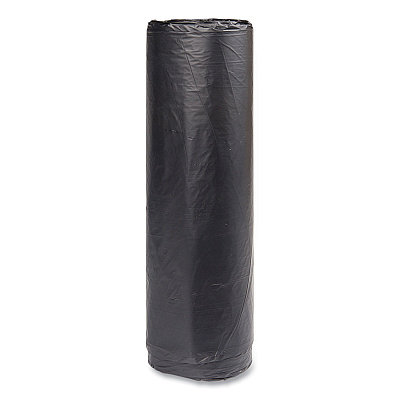 Inteplast Group High-Density Commercial Can Liners, 45 gal, 16 mic, 40" x 48", Black, Interleaved Roll, 25 Bags/Roll, 10 Rolls/Carton (IBSS404816K)