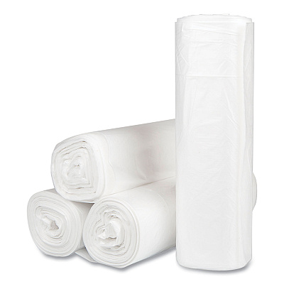 Inteplast Group High-Density Commercial Can Liners, 45 gal, 16 mic, 40" x 48", Clear, Interleaved Roll, 25 Bags/Roll, 10 Rolls/Carton (IBSS404816N)