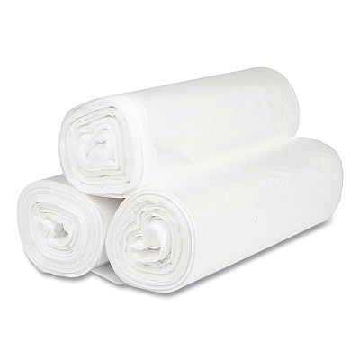 Inteplast Group High-Density Commercial Can Liners, 45 gal, 16 mic, 40" x 48", Clear, Interleaved Roll, 25 Bags/Roll, 10 Rolls/Carton (IBSS404816N)