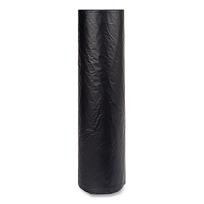Inteplast Group High-Density Commercial Can Liners, 60 gal, 16 mic, 43" x 48", Black, Interleaved Roll, 25 Bags/Roll, 8 Rolls/Carton (IBSS434816K)