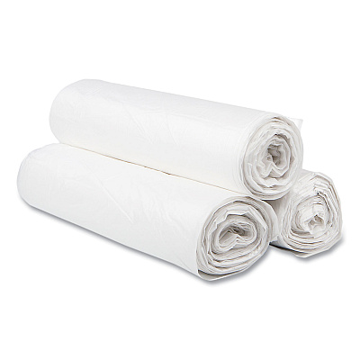 Inteplast Group High-Density Commercial Can Liners, 60 gal, 16 mic, 43" x 48", Natural, Interleaved Roll, 25 Bags/Roll, 8 Rolls/Carton (IBSS434816N)