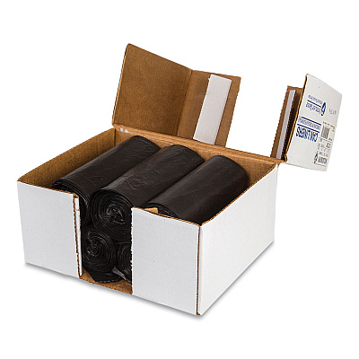 Inteplast Group Low-Density Commercial Can Liners, 30 gal, 0.9 mil, 30" x 36", Black, Interleaved Roll, 25 Bags/Roll, 8 Rolls/Carton (IBSSL3036XPK)