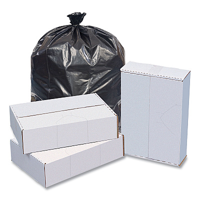 Inteplast Group High-Density Commercial Can Liner Value Pack, 60 gal, 19 mic, 38" x 58", Black, Interleaved Roll, 25 Bags/Roll, 6 Rolls/CT (IBSVALH3860K22)