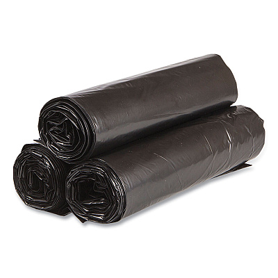 Inteplast Group High-Density Commercial Can Liner Value Pack, 45 gal, 19 mic, 40" x 46", Black, Interleaved Roll, 25 Bags/Roll, 6 Rolls/CT (IBSVALH4048K22)