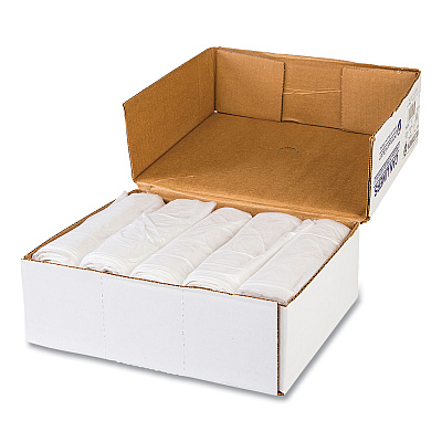 Inteplast Group High-Density Commercial Can Liner Value Pack, 60 gal, 14 mic, 43" x 46", Clear, Interleaved Roll, 25 Bags/Roll, 8 Rolls/CT (IBSVALH4348N16)
