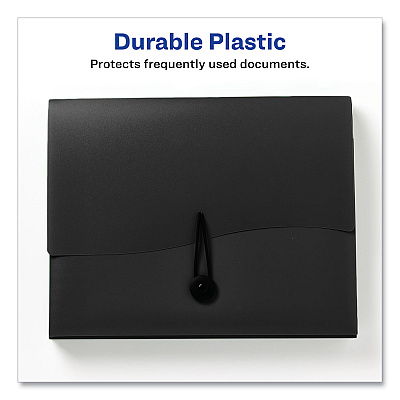 Avery Slide and View Expanding File, 6 Sections, Hook/Loop Closure, Letter Size, Black (AVE73542)