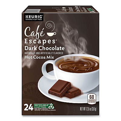 Cafe Escapes Dark Chocolate Hot Cocoa K-Cups, 24/Box, 4 Box/Carton (GMT6802CT)