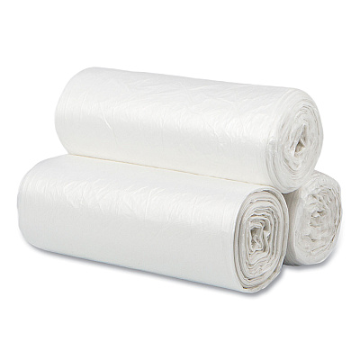 Inteplast Group High-Density Commercial Can Liners, 10 gal, 5 mic, 24" x 24", Natural, Perforated Roll, 50 Bags/Roll, 20 Rolls/Carton (IBSEC2424N)