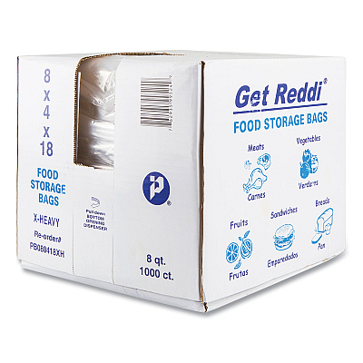 Inteplast Group Food and Utility Bags, 2 gal, 8" x 4" x 18", Clear, 1,000/Carton (IBSPB080418XH)