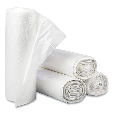 Inteplast Group High-Density Commercial Can Liners, 30 gal, 13 mic, 30" x 37", Clear, Interleaved Roll, 25 Bags/Roll, 20 Rolls/Carton (IBSS303713N)