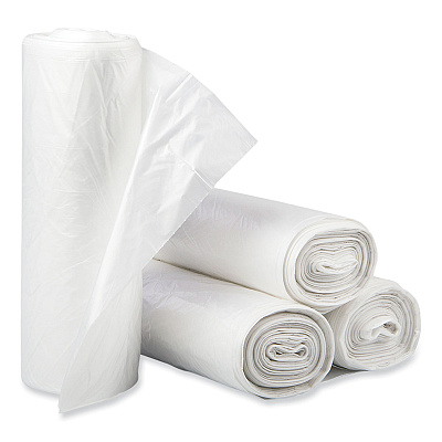 Inteplast Group High-Density Commercial Can Liners, 30 gal, 16 mic, 30" x 37", Clear, Interleaved Roll, 25 Bags/Roll, 20 Rolls/Carton (IBSS303716N)