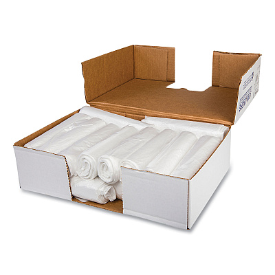 Inteplast Group Low-Density Commercial Can Liners, 10 gal, 0.35 mil, 24" x 24", Clear, Perforated Roll, 50 Bags/Roll, 20 Rolls/Carton (IBSSL2424LTN)