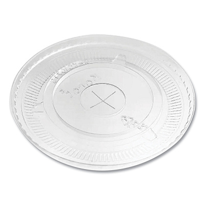 Karat PET Lids, Flat with Straw Slot, Fits 32 oz Cold Cups, Clear 500/Carton (KRTCKC107TS)