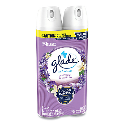 Glade Air Freshener, Lavender & Vanilla, Scent, 8.3 oz Aerosol Spray, 2/Pack, 3 Packs/Carton (SJN357477)