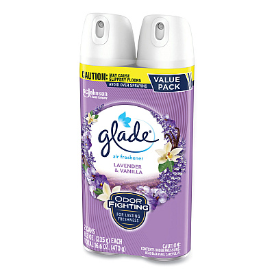 Glade Air Freshener, Lavender & Vanilla, Scent, 8.3 oz Aerosol Spray, 2/Pack, 3 Packs/Carton (SJN357477)