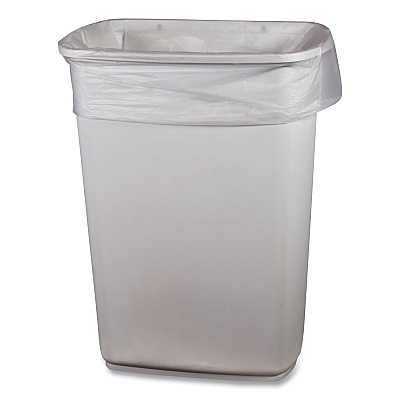 Boardwalk Low-Density Waste Can Liners, 23 gal, 0.9 mil, 28" x 45", Clear, Perforated Roll, 25 Bags/Roll, 8 Rolls/Carton (BWK2845SJC)