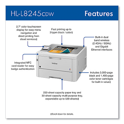 Brother Workhorse HL-L8245CDW Digital Color Printer