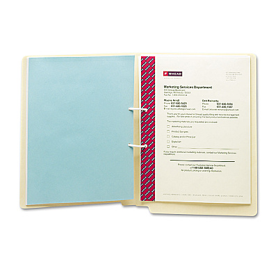 Smead Heavyweight Manila Reinforced End Tab U-Clip Fastener Folders, 0.75" Expansion, 1 Fastener, Letter Size, Manila, 50/Box (SMD34112)