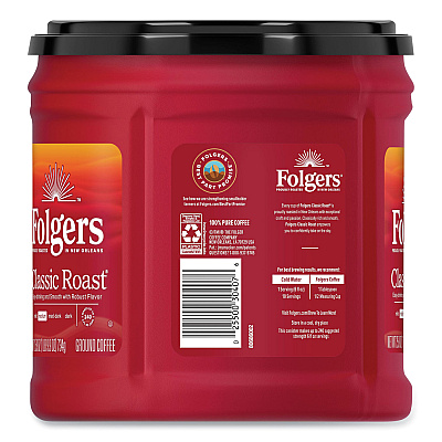 Folgers Coffee, Classic Roast, Ground, 25.9 oz Canister, 6/Carton (FOL20421CT)