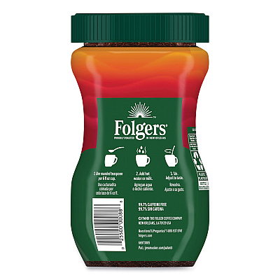 Folgers Instant Coffee Crystals, Classic Decaf, 8 oz (FOL20630)