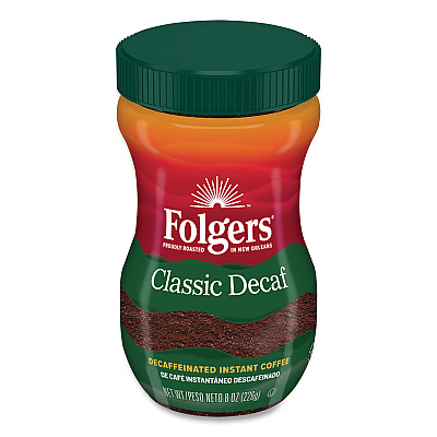 Folgers Instant Coffee Crystals, Classic Decaf, 8 oz (FOL20630)