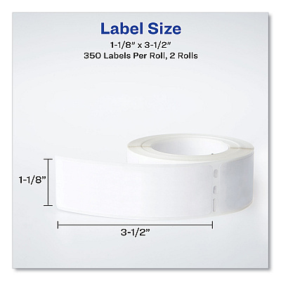 Avery Multipurpose Thermal Labels, 3.5 x 1.3, White, 350/Roll, 2 Rolls/Box (AVE4183)