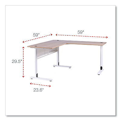 Workspace by Alera L-Shaped Writing Desk, 59.05" x 59.05" x 29.53", Beigewood/White (ALEWSL5959WB)