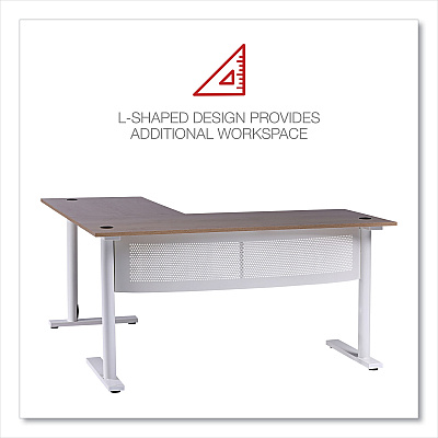 Workspace by Alera L-Shaped Writing Desk, 59.05" x 59.05" x 29.53", Beigewood/White (ALEWSL5959WB)