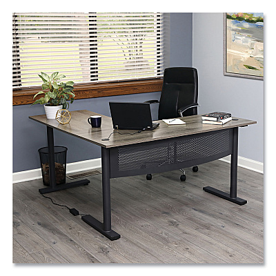 Workspace by Alera L-Shaped Writing Desk, 59.05" x 59.05" x 29.53", Gray/Black (ALEWSL5959GB)