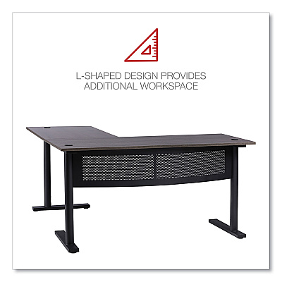 Workspace by Alera L-Shaped Writing Desk, 59.05" x 59.05" x 29.53", Gray/Black (ALEWSL5959GB)