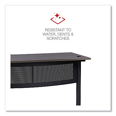 Workspace by Alera L-Shaped Writing Desk, 59.05" x 59.05" x 29.53", Gray/Black (ALEWSL5959GB)