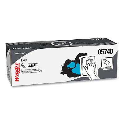 WypAll L40 Towels, POP-UP Box, 9.8 x 16.4, Blue, 100/Box, 9 Boxes/Carton (KCC05740)