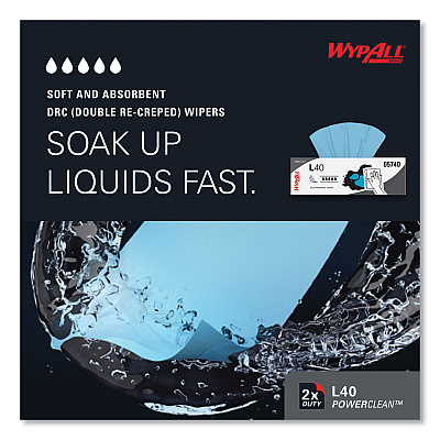 WypAll L40 Towels, POP-UP Box, 9.8 x 16.4, Blue, 100/Box, 9 Boxes/Carton (KCC05740)
