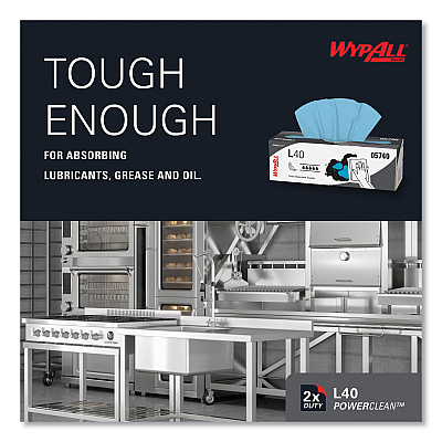 WypAll L40 Towels, POP-UP Box, 9.8 x 16.4, Blue, 100/Box, 9 Boxes/Carton (KCC05740)