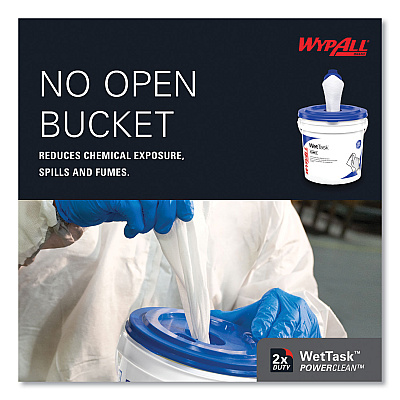 WypAll Power Clean Wipers for Solvents WetTask Customizable Wet Wiping System, Wipers Only, 9 x 15, White, 275/Roll, 2 Rolls/Carton (KCC06006)