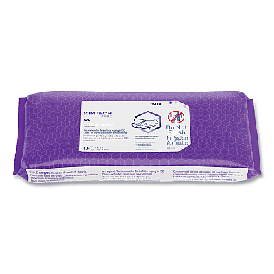 Kimtech W4 PreSat Alcohol Wipers, 70% IPA, 1-Ply, 9 x 11, White, 40/Pack, 10 Packs/Carton (KCC06070)