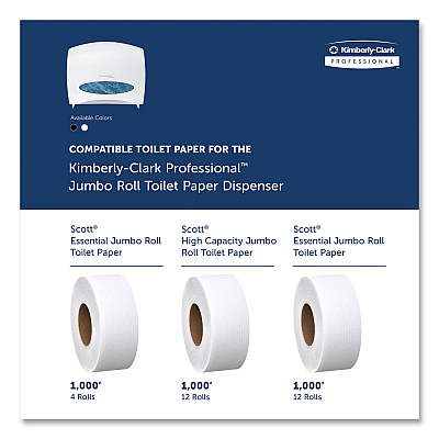 Kimberly-Clark JRT Jr. Escort Jumbo Roll Bath Tissue Dispenser, 16 x 5.75 x 13.88, Pearl White (KCC09508)