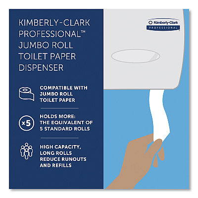 Kimberly-Clark JRT Jr. Escort Jumbo Roll Bath Tissue Dispenser, 16 x 5.75 x 13.88, Pearl White (KCC09508)
