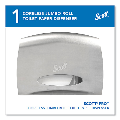 Scott Pro Coreless Jumbo Roll Tissue Dispenser, EZ Load, 14.38 x 6 x 9.75, Stainless Steel (KCC09601)