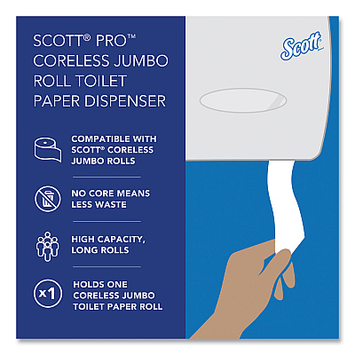Scott Pro Coreless Jumbo Roll Tissue Dispenser, EZ Load, 14.38 x 6 x 9.75, Stainless Steel (KCC09601)