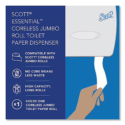 Scott Essential Coreless Jumbo Roll Tissue Dispenser, 14.25 x 6 x 9.75, White (KCC09603)