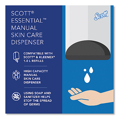 Scott Essential Manual Skin Care Dispenser, 1,000 mL, 5 x 5.25 x 8.38, White (KCC92144)