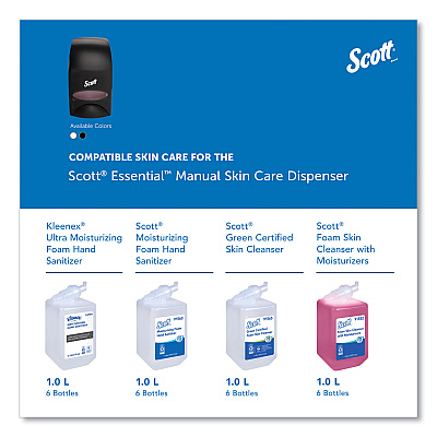 Scott Essential Manual Skin Care Dispenser, For Traditional Business, 1,000 mL, 5 x 5.25 x 8.38, Black (KCC92145)