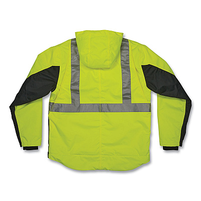 ergodyne GloWear 8275 Class 2 Heavy-Duty Hi-Vis Workwear Sherpa Lined Jacket, Small, Lime (EGO23972)
