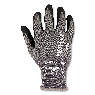 ergodyne ProFlex 7043 ANSI A4 Nitrile Coated CR Gloves, Gray, X-Large, 1 Pair (EGO10525)